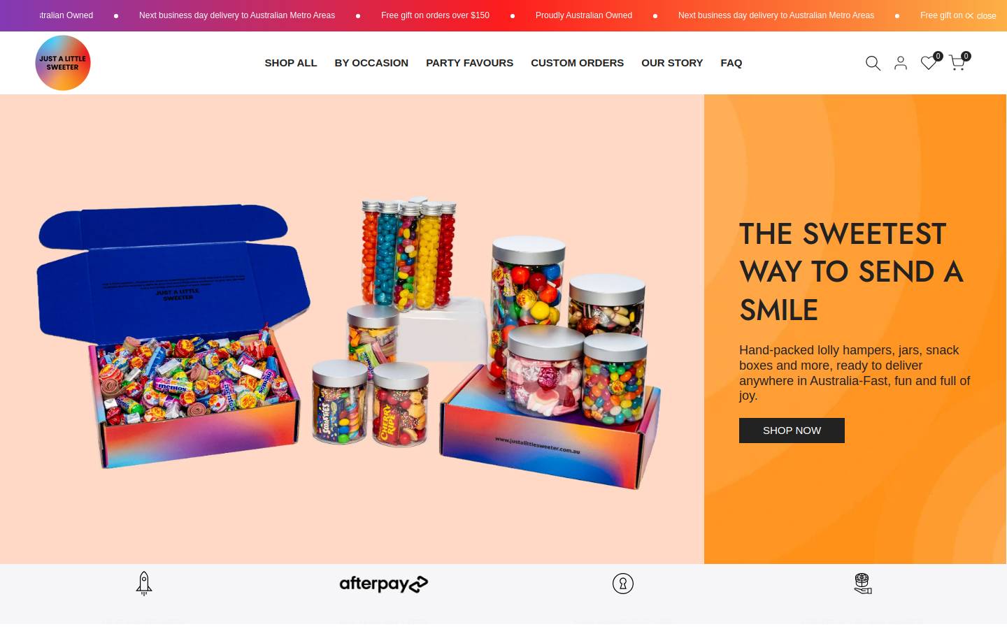 justalittlesweeter.com.au homepage screenshot