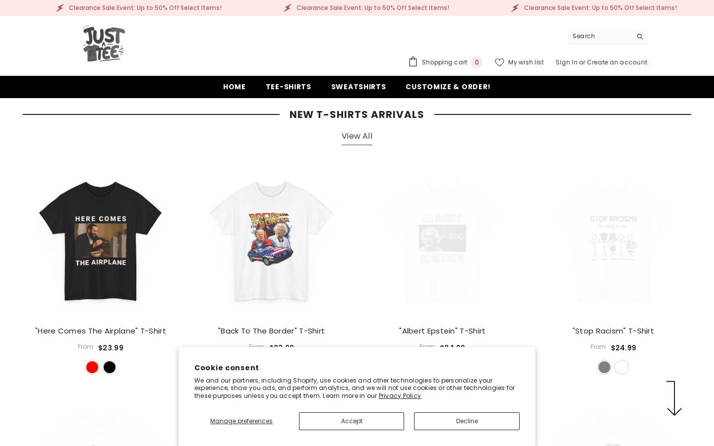 justatee.store homepage screenshot
