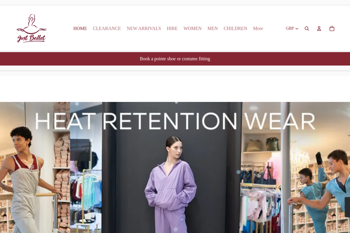 Just Ballet homepage screenshot