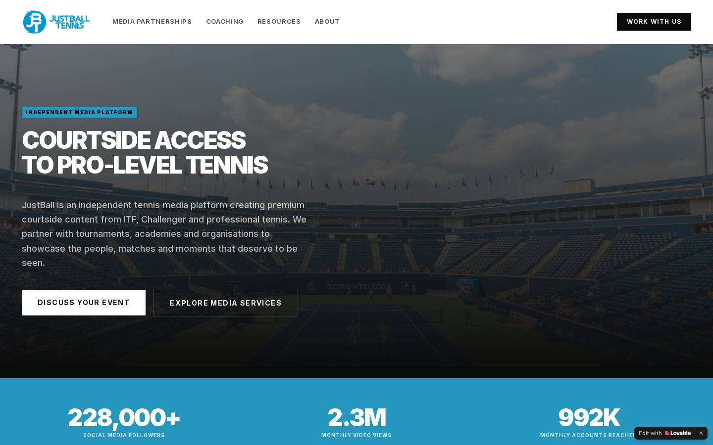 justballtennis.com homepage screenshot