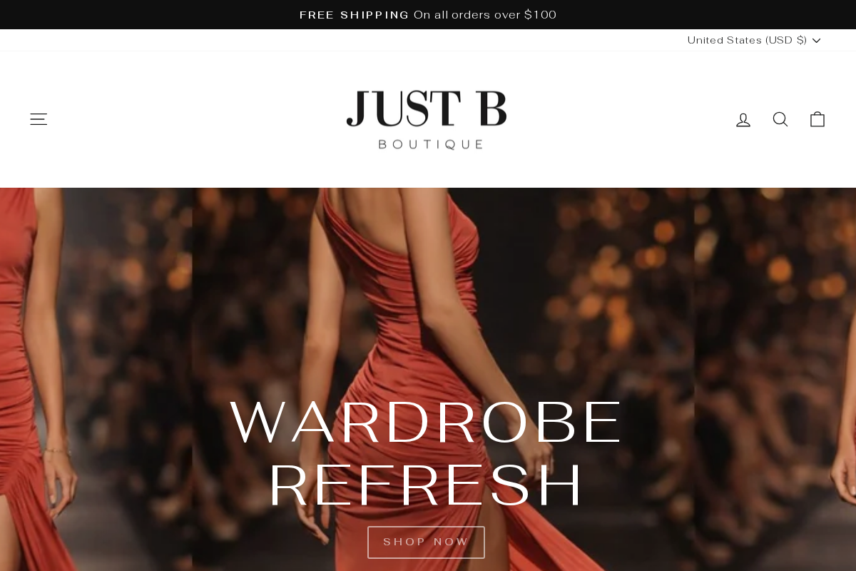 Just B Boutique NYC homepage screenshot