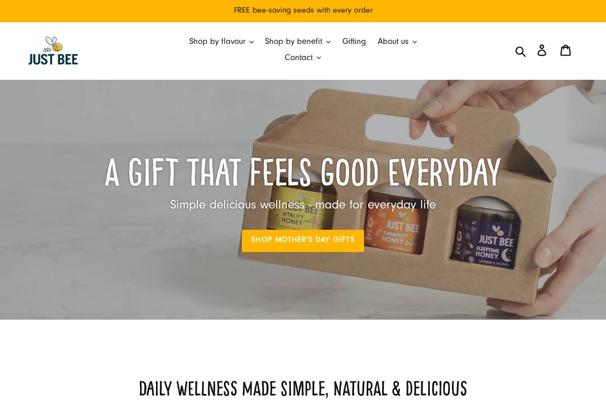 Just Bee Honey homepage screenshot