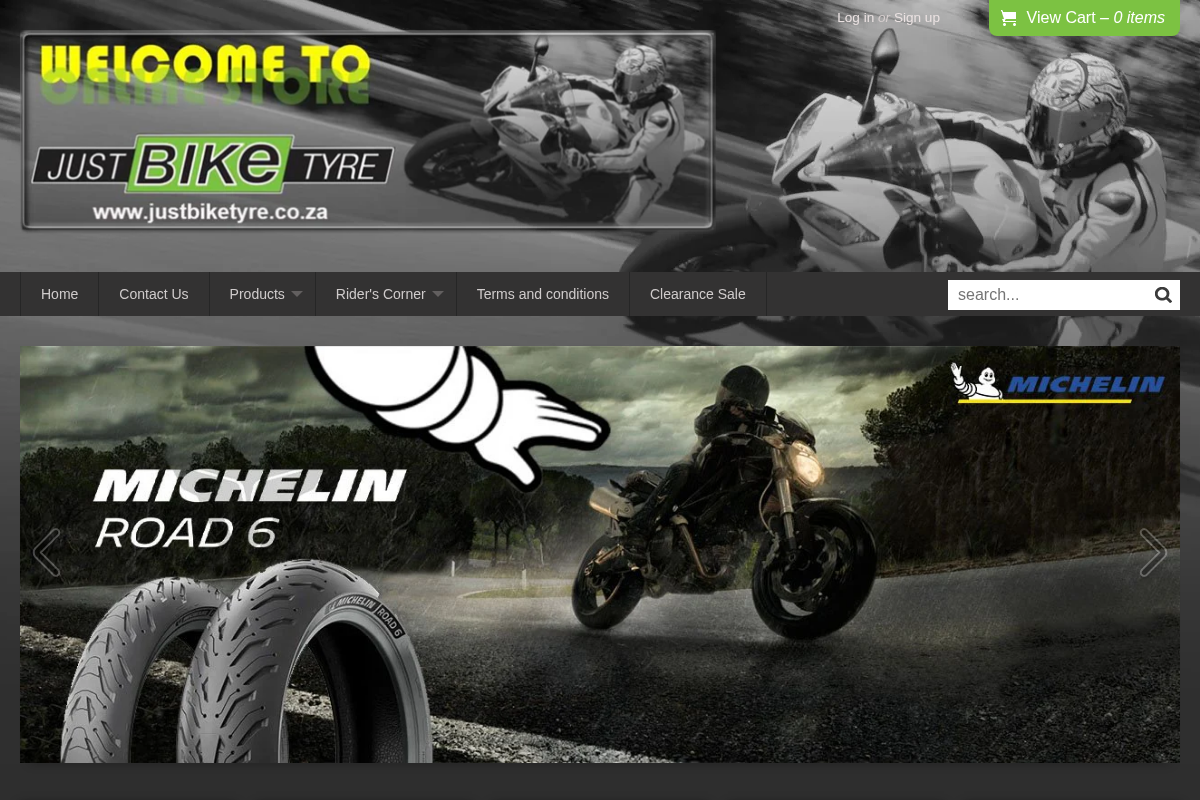justbiketyre.co.za homepage screenshot