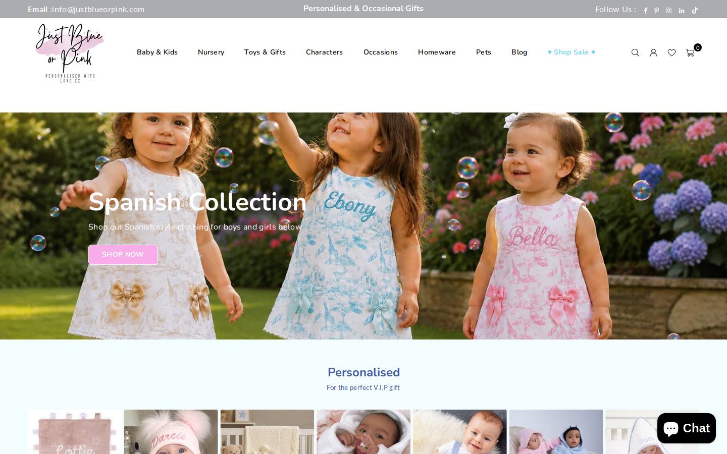 justblueorpink.com homepage screenshot