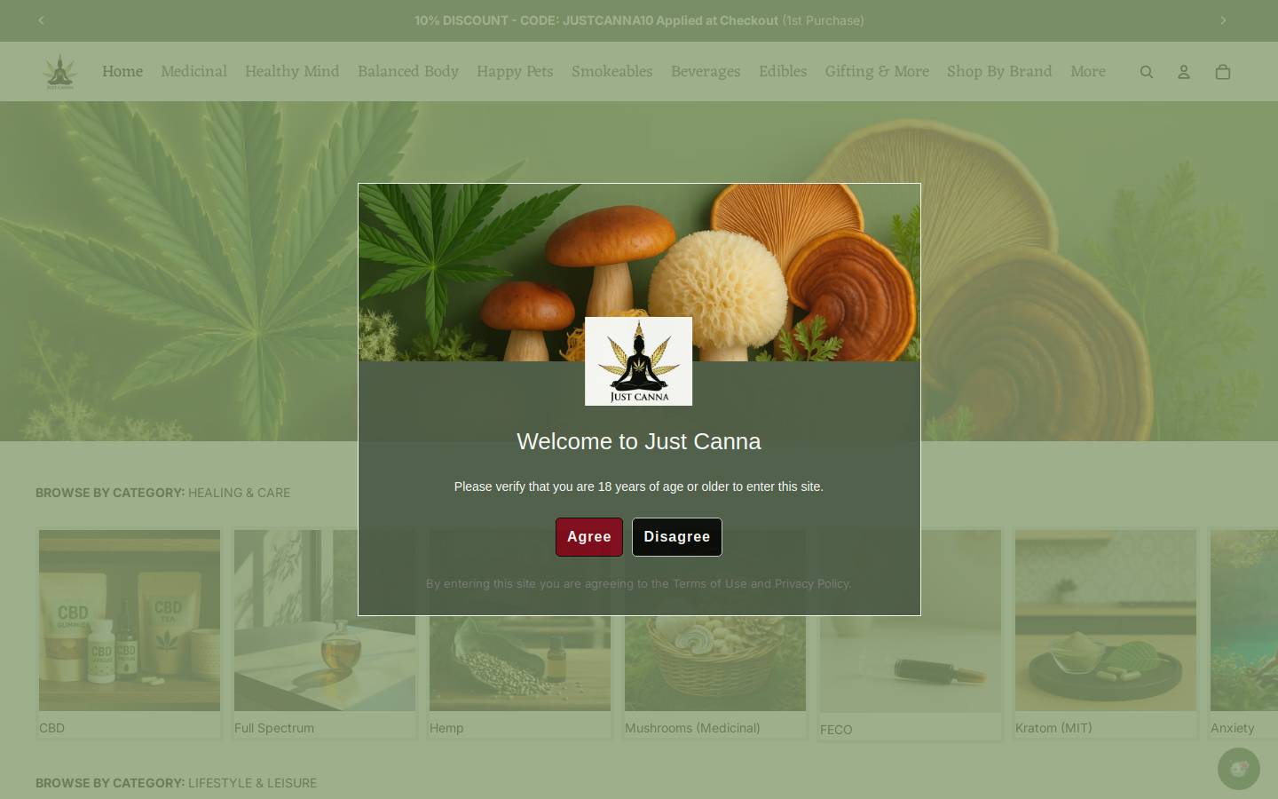justcanna.co.za homepage screenshot