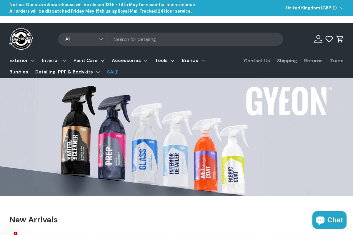 Just Car Care LTD homepage screenshot