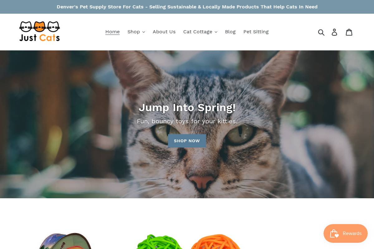 justcatsstore.com homepage screenshot