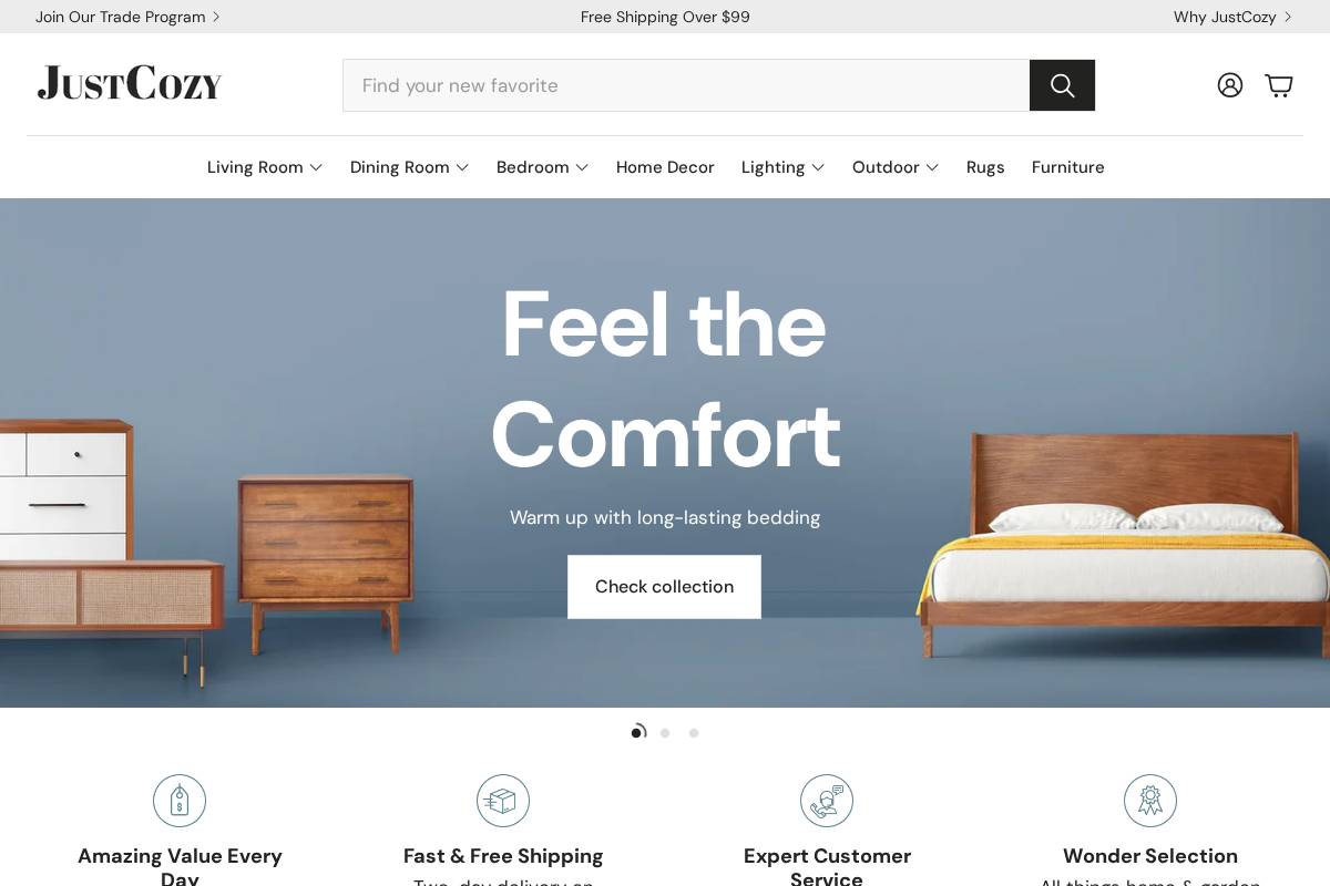 justcozy.com homepage screenshot