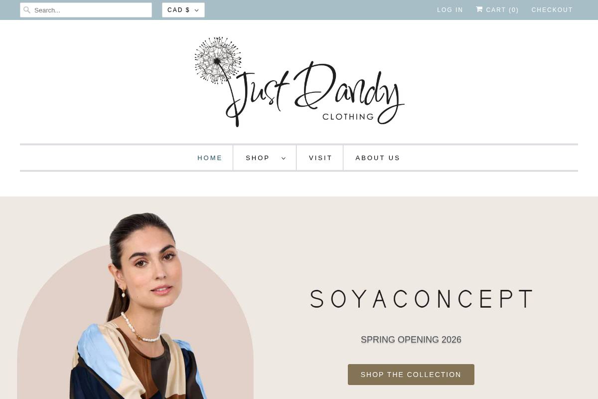 justdandyclothing.ca homepage screenshot