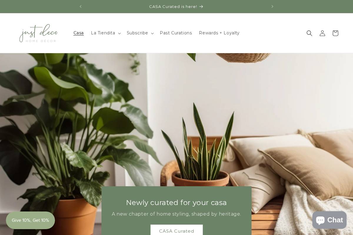 Just Deco homepage screenshot