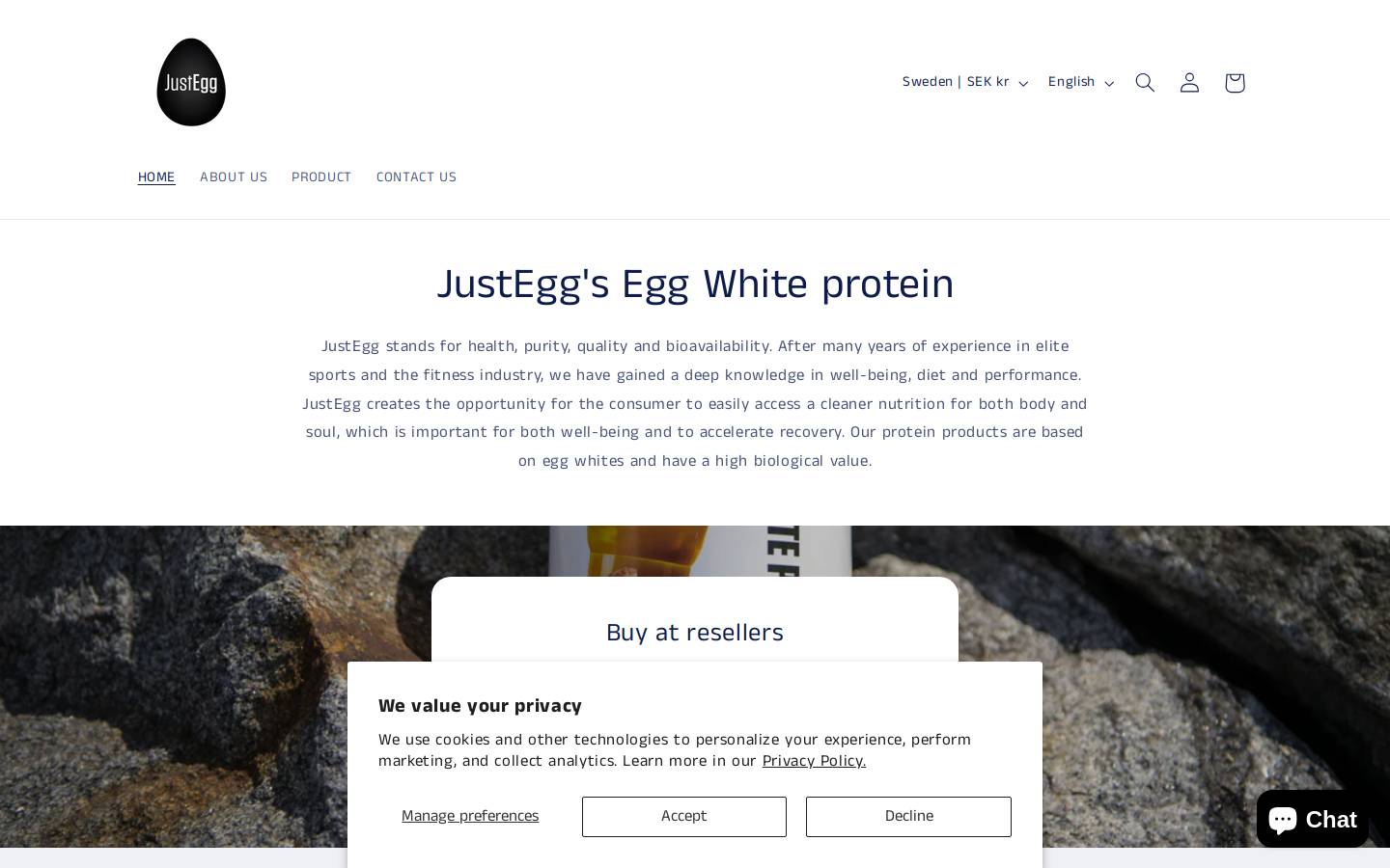 Justegg homepage screenshot