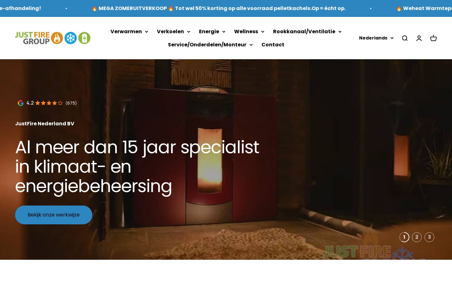 Justfire Nederland B.V. homepage screenshot