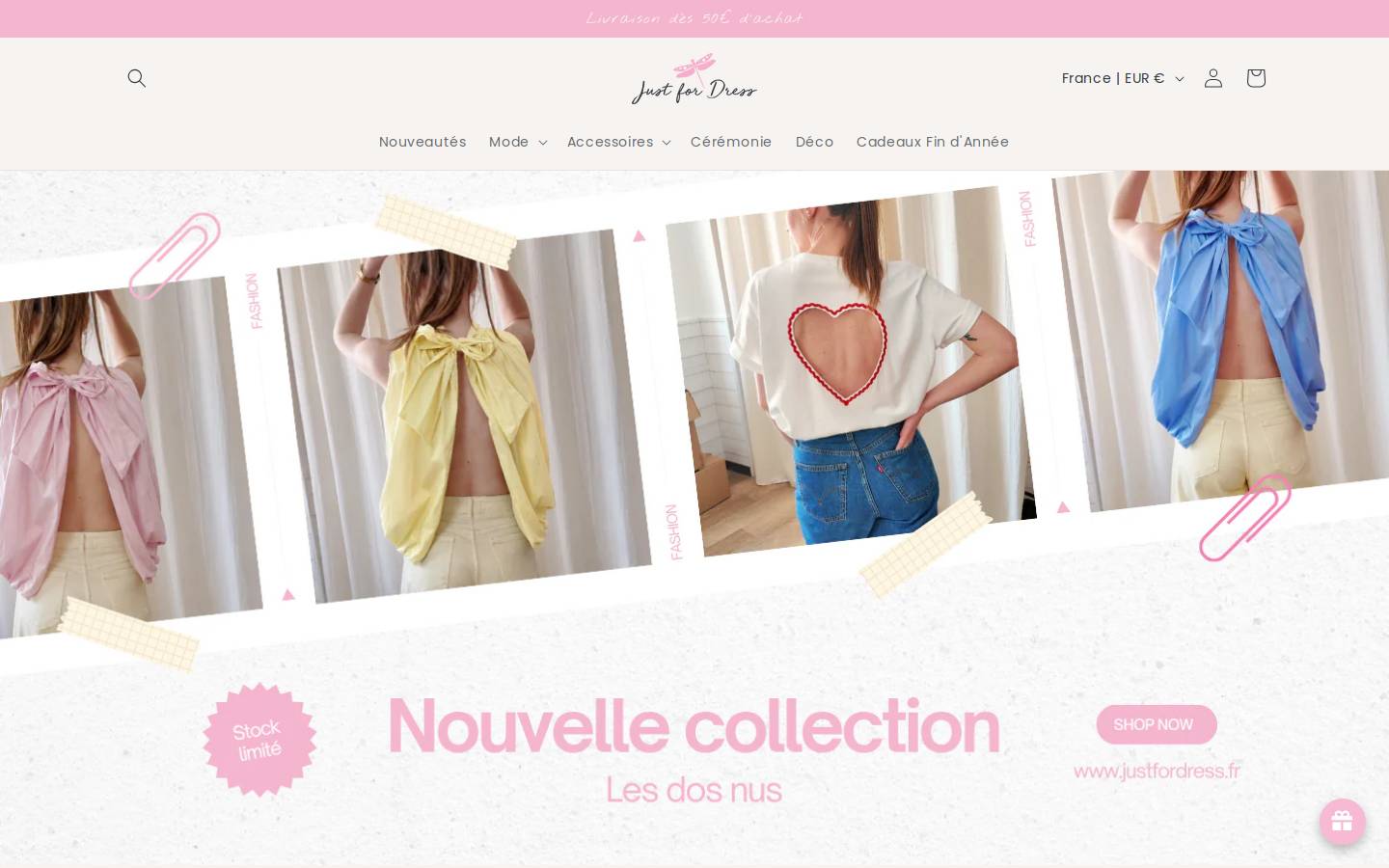 justfordress.fr homepage screenshot