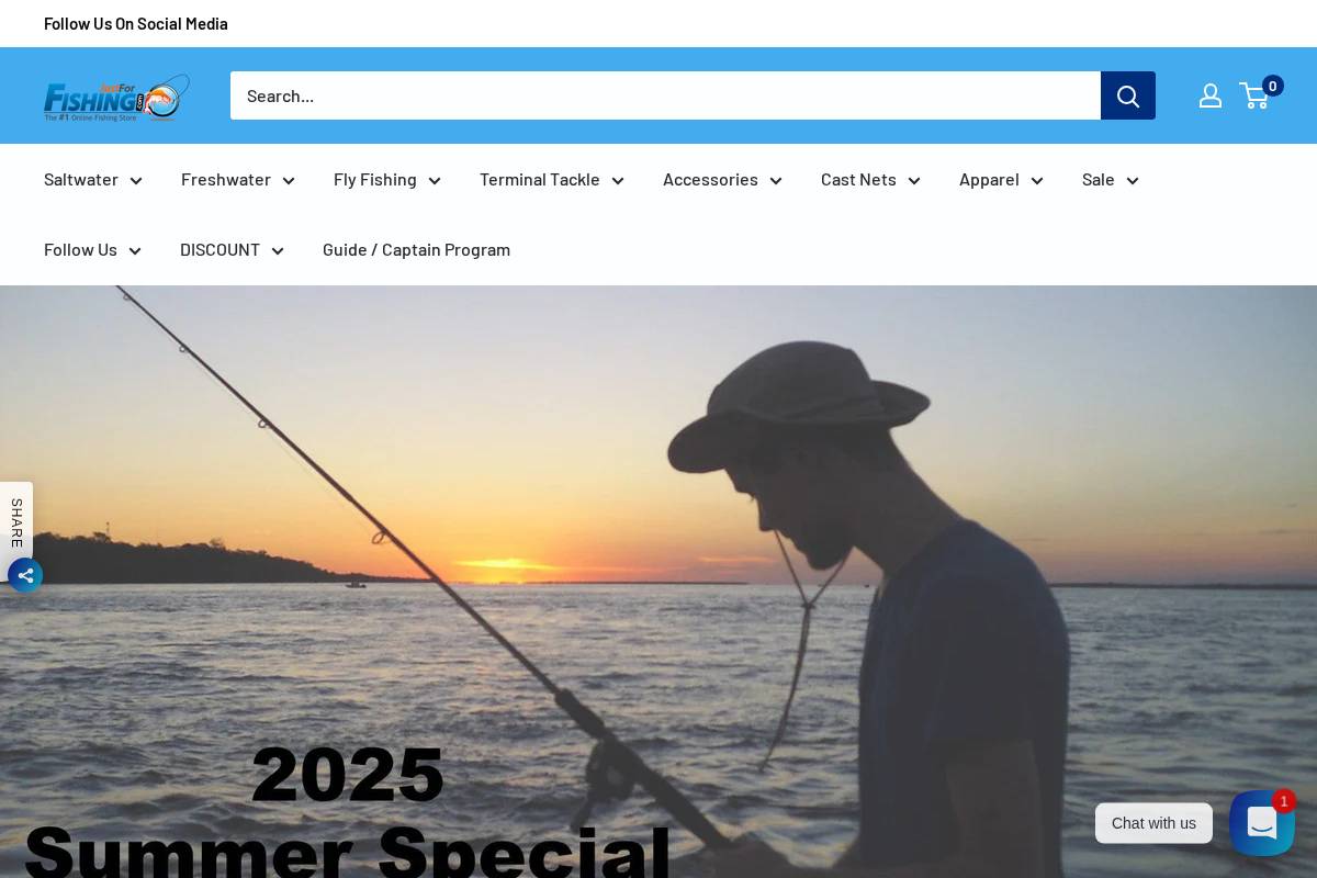 Justforfishing homepage screenshot