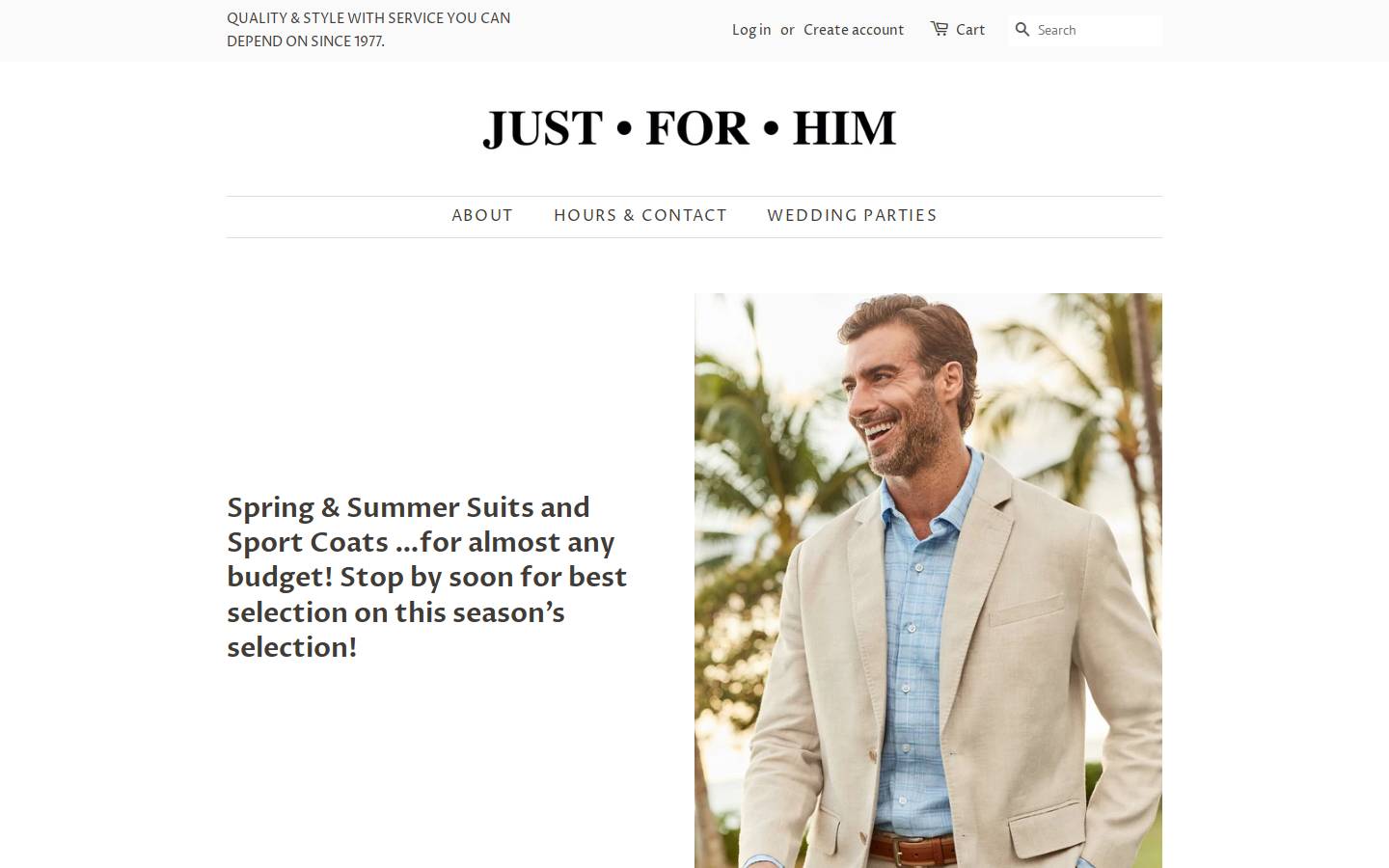 justforhimkw.ca homepage screenshot