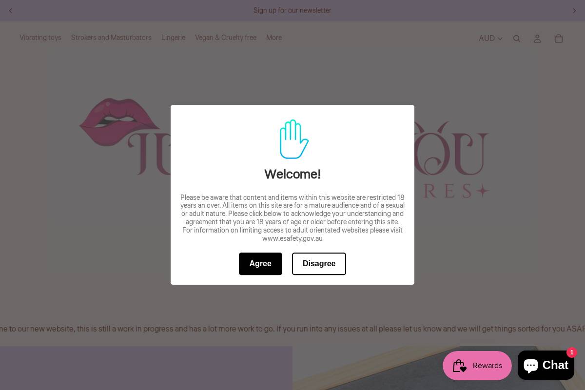 justforyoudesires.com.au homepage screenshot