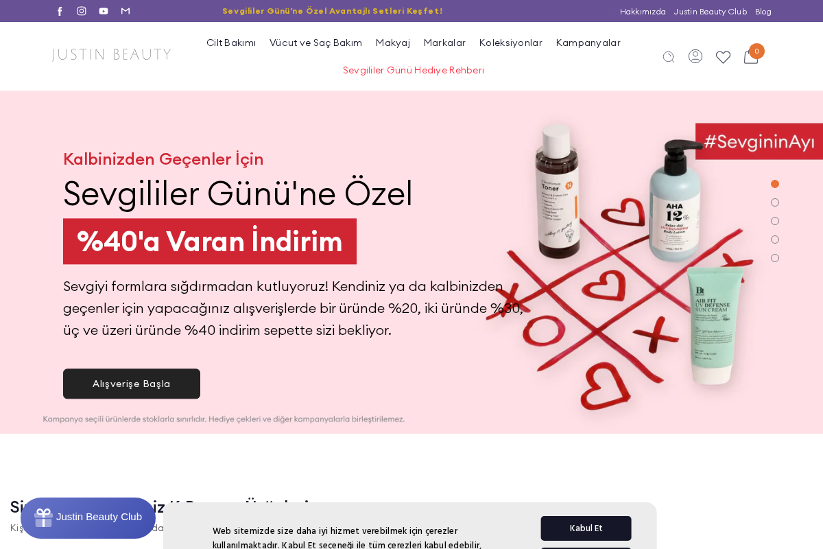 Justin Beauty homepage screenshot