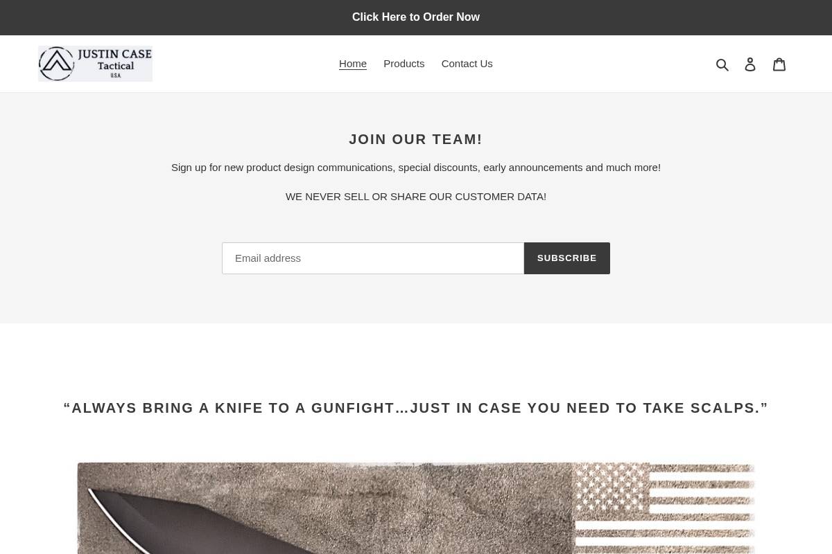 justincasetactical.com homepage screenshot