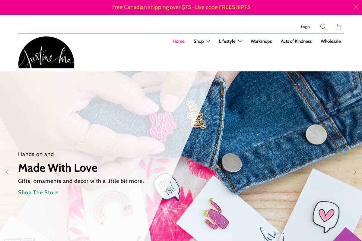 justinema.ca homepage screenshot