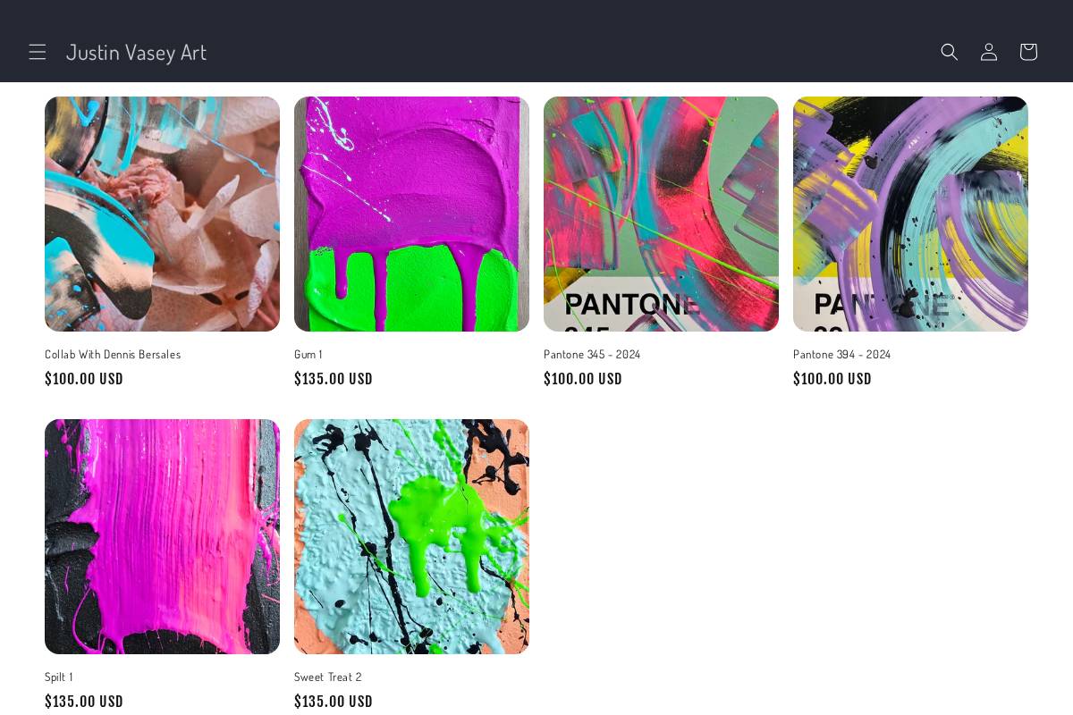 justinvaseyart.com homepage screenshot