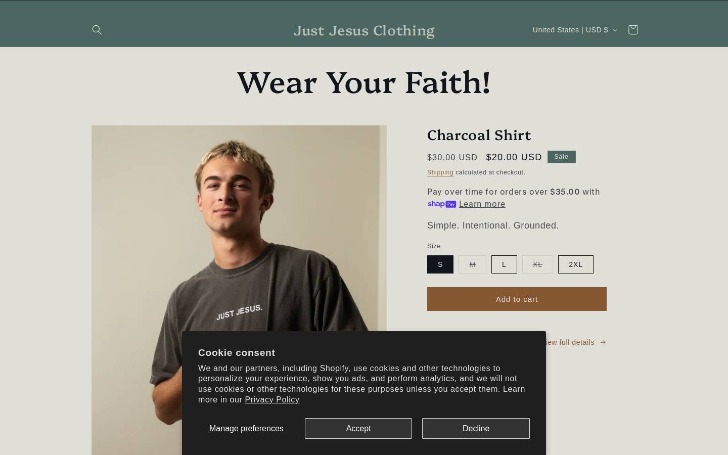 justjesus.clothing homepage screenshot