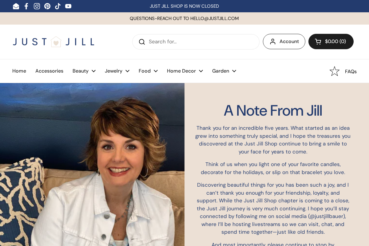 Just Jill Shop homepage screenshot