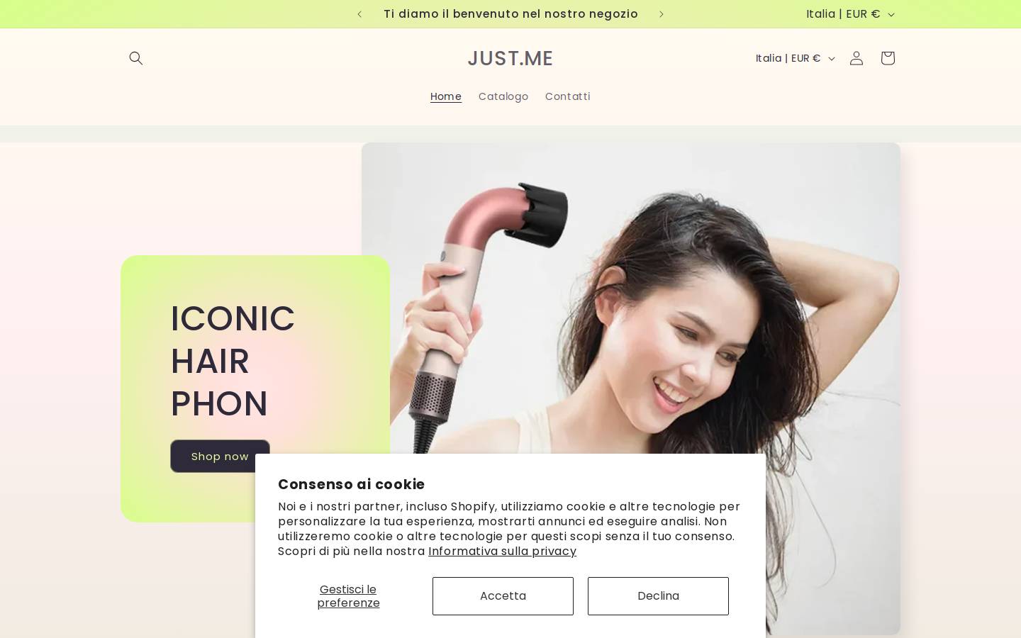 justmeiconic.shop homepage screenshot