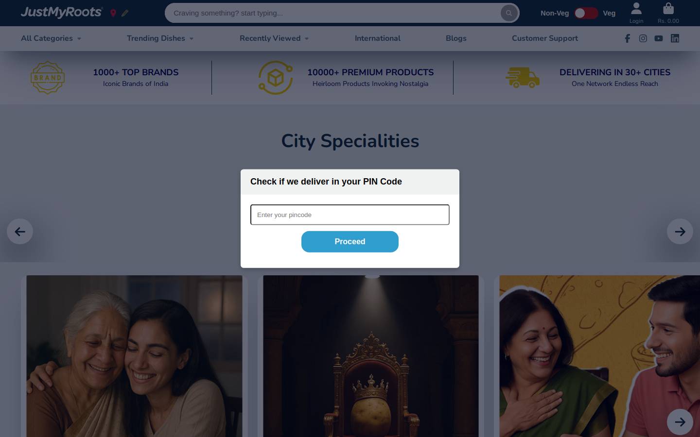 justmyroots.com homepage screenshot