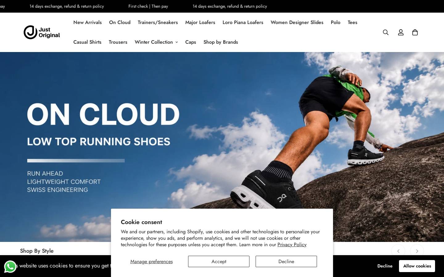 justoriginal.shop homepage screenshot