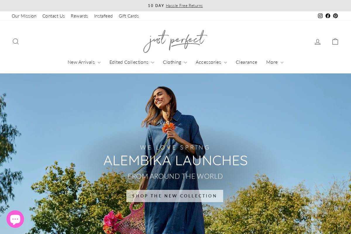justperfectcollection.com homepage screenshot