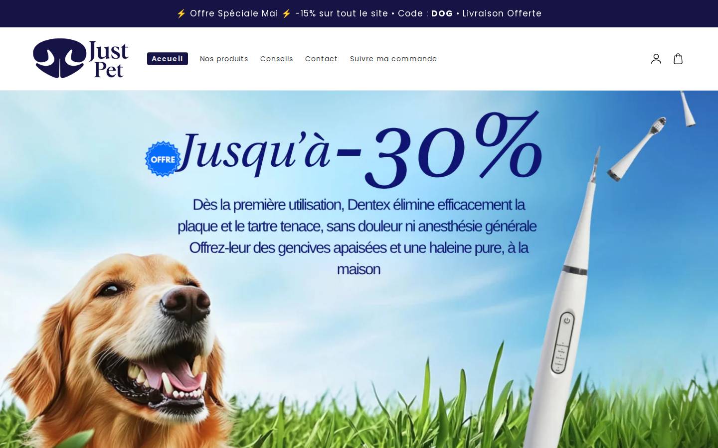 Justpet homepage screenshot