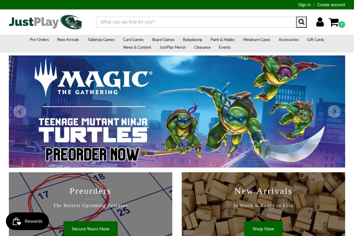 JustPlayGames Tabletop Games Store Liverpool homepage screenshot