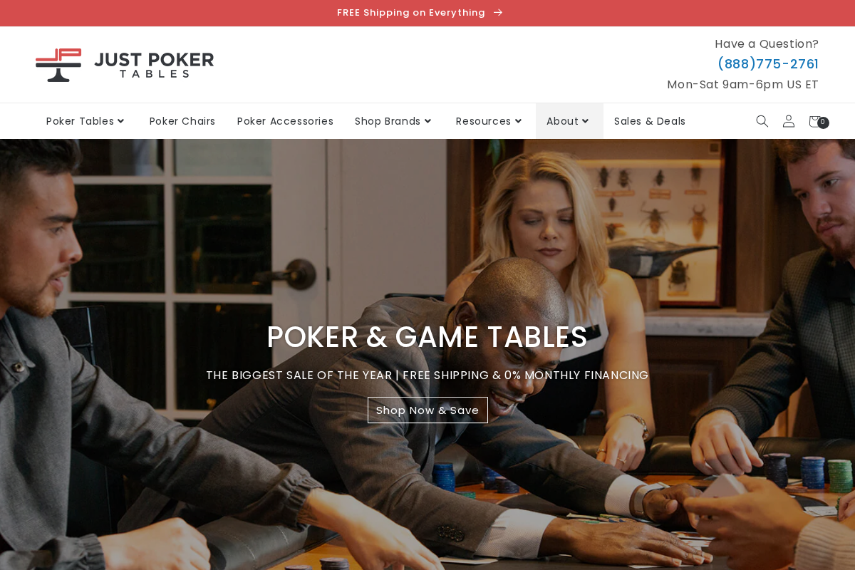 Just Poker Tables homepage screenshot