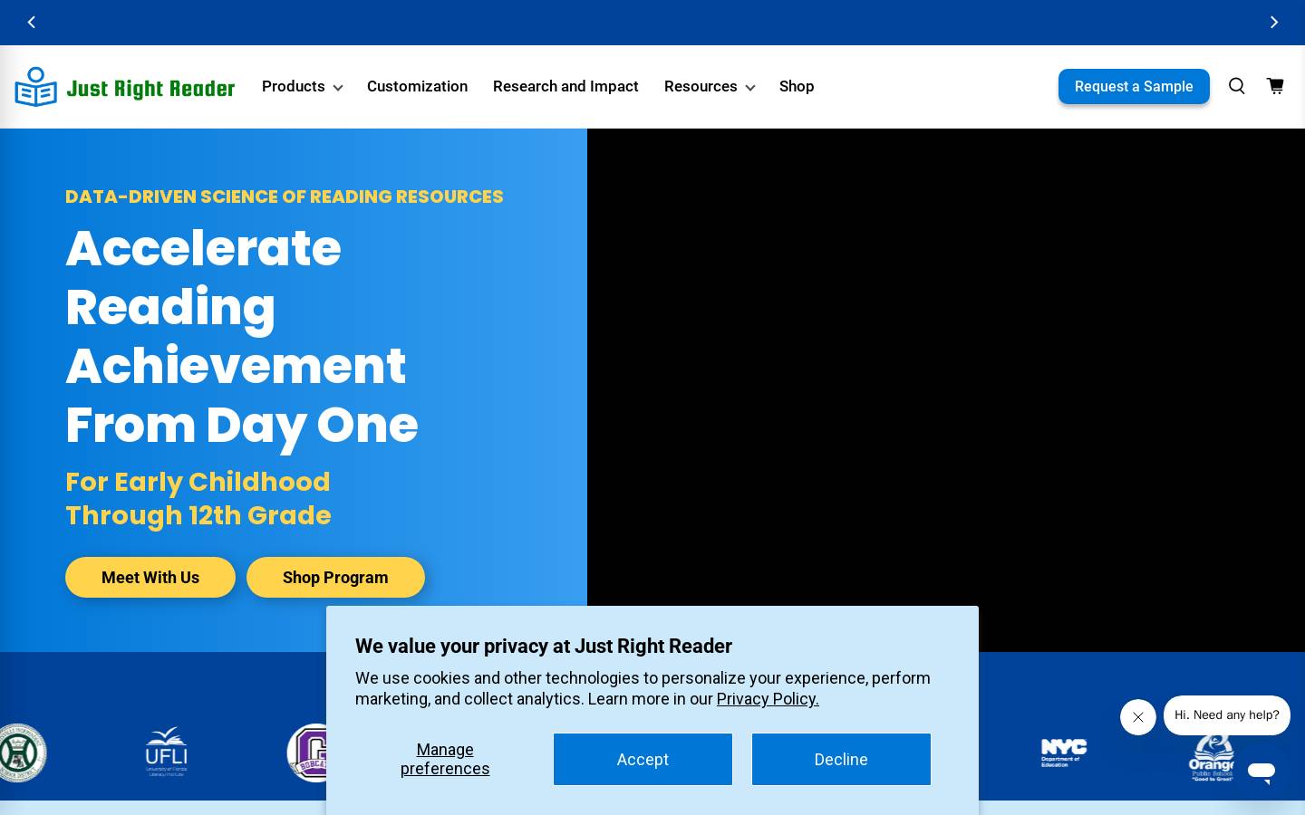 justrightreader.com homepage screenshot