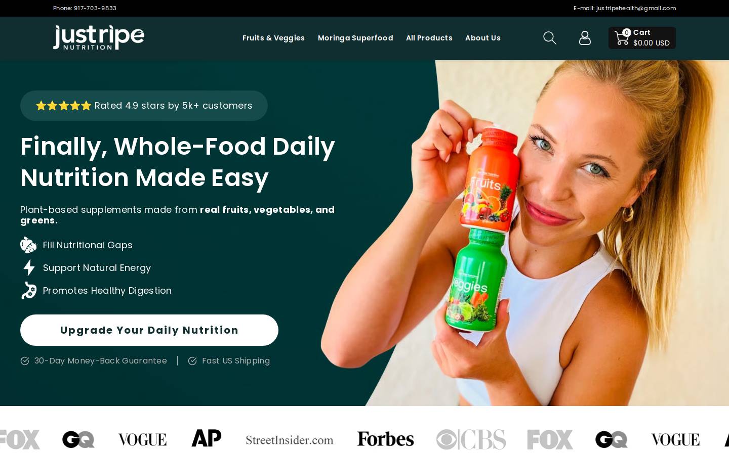justripenutrition.com homepage screenshot