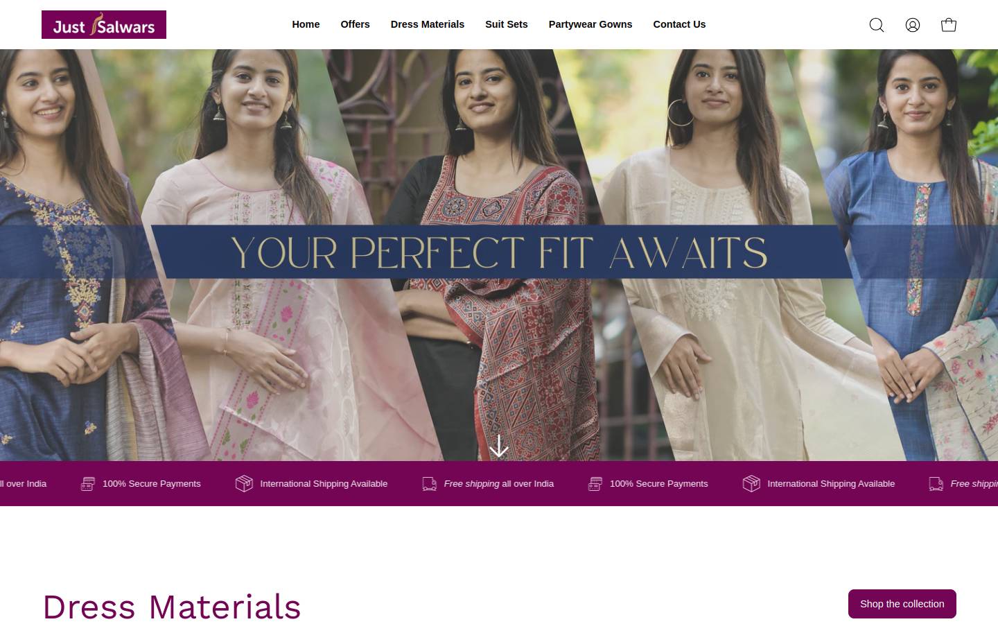 justsalwars.com homepage screenshot