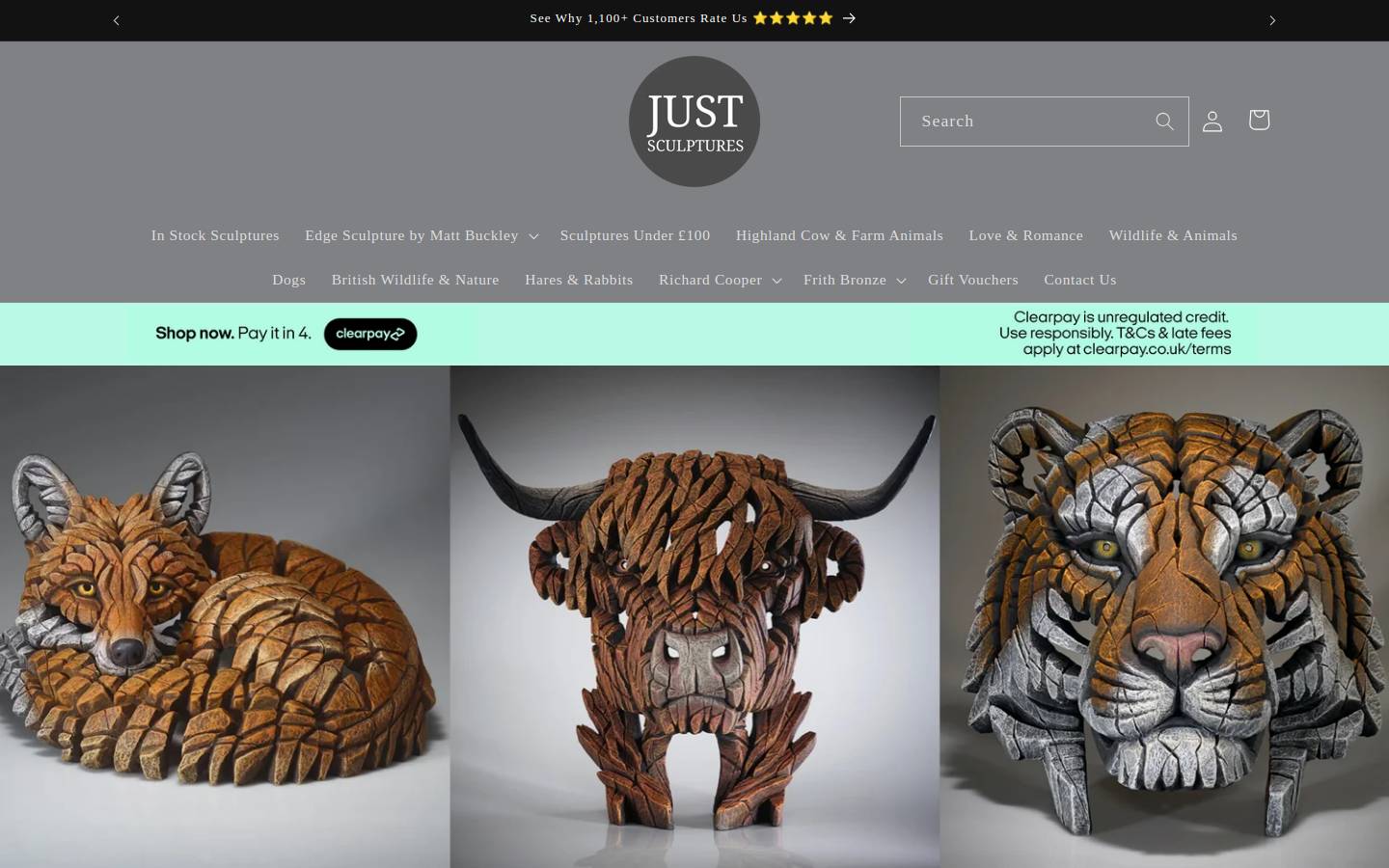 Justsculptures homepage screenshot