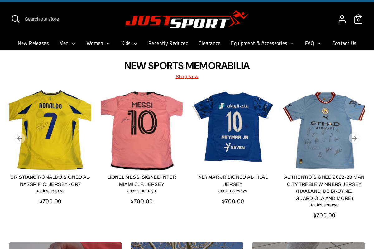 Just Sport homepage screenshot