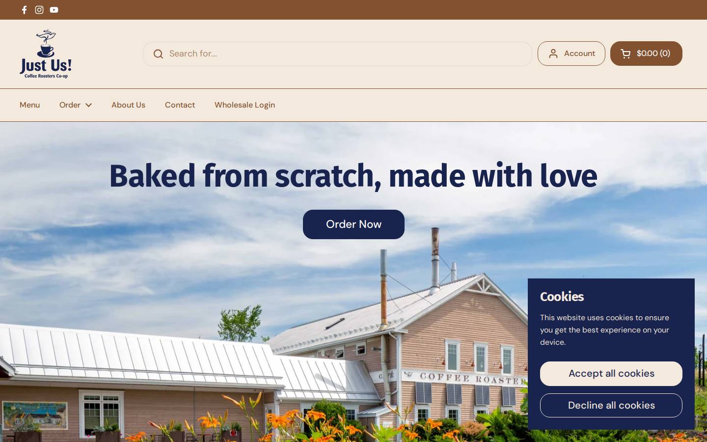 justuscatering.com homepage screenshot
