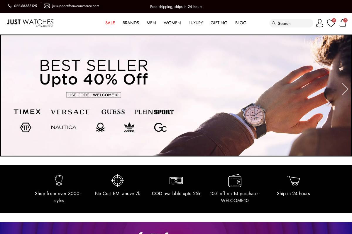 justwatches.com homepage screenshot