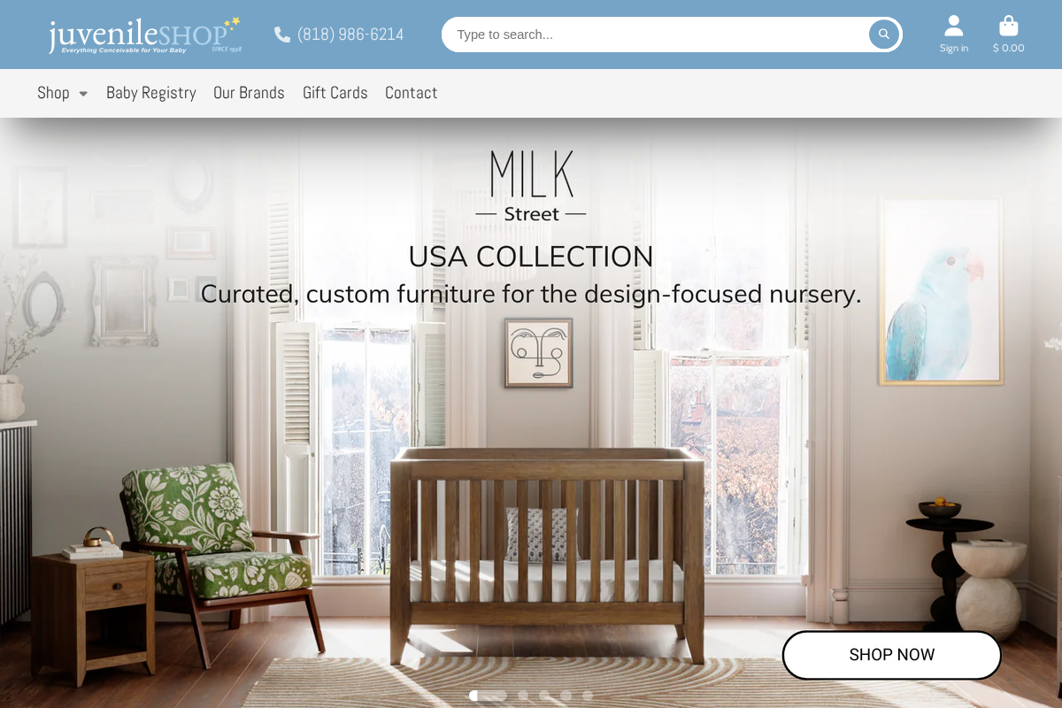 Juvenile Shop homepage screenshot