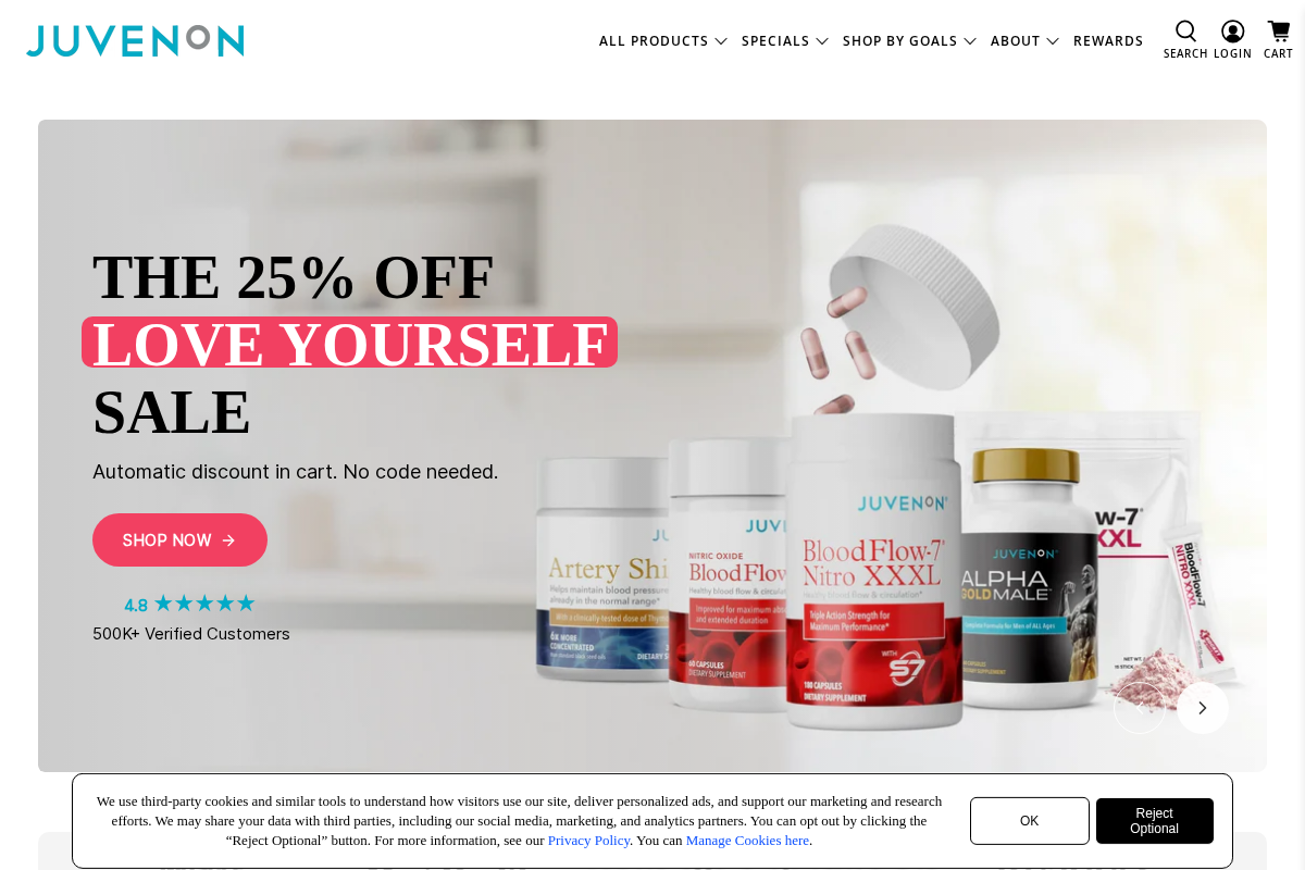 juvenon.com homepage screenshot