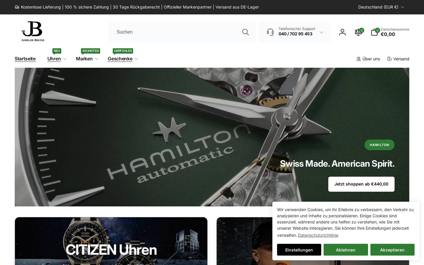 Juwelier Bektas homepage screenshot