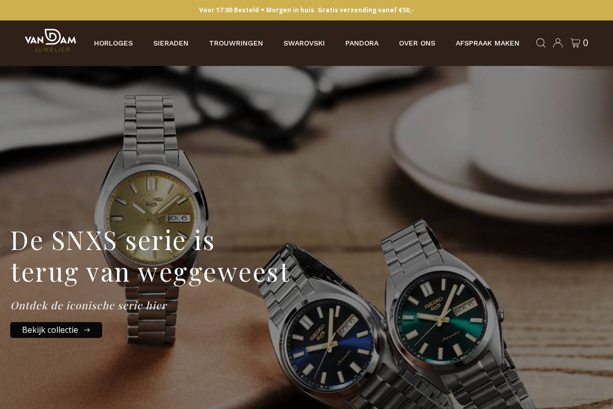 Van Dam Juwelier | Voor uw sieraden en horloges homepage screenshot