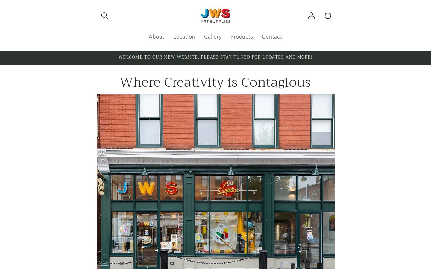jwsartsupplies.com homepage screenshot