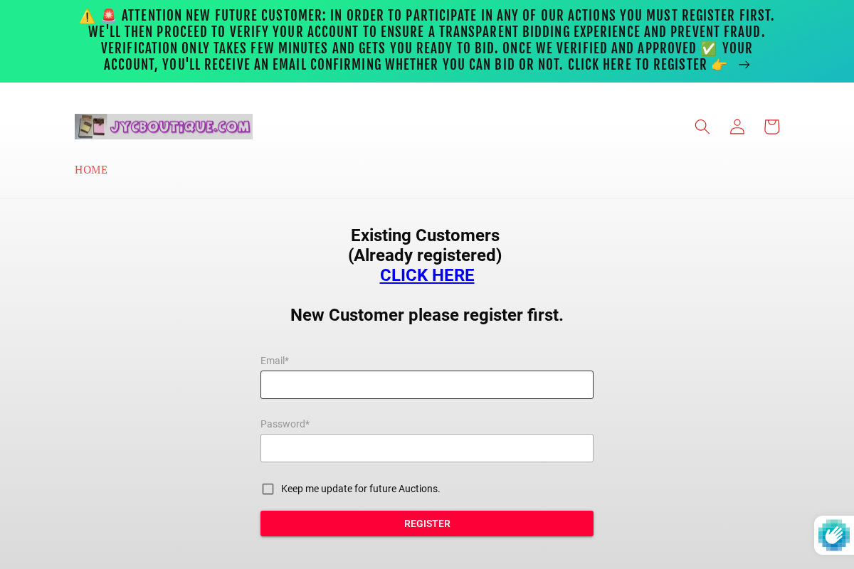 jycboutique.com homepage screenshot