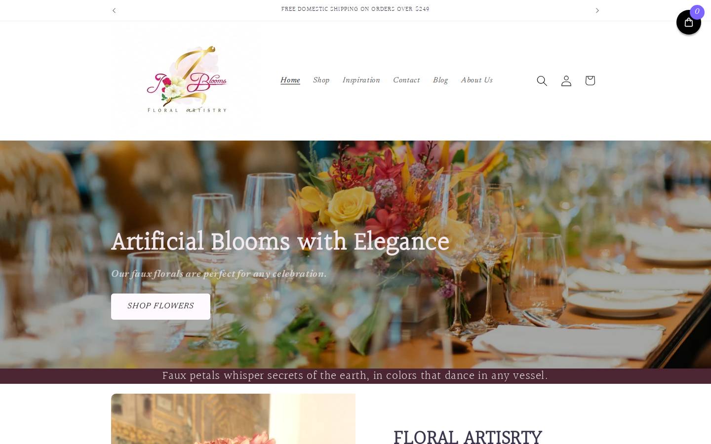 jzblooms.com homepage screenshot