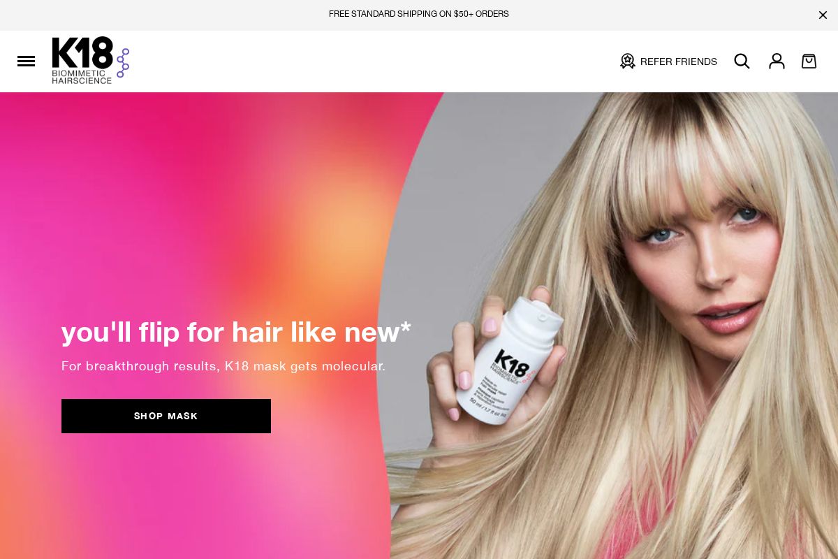 k18hair.com homepage screenshot