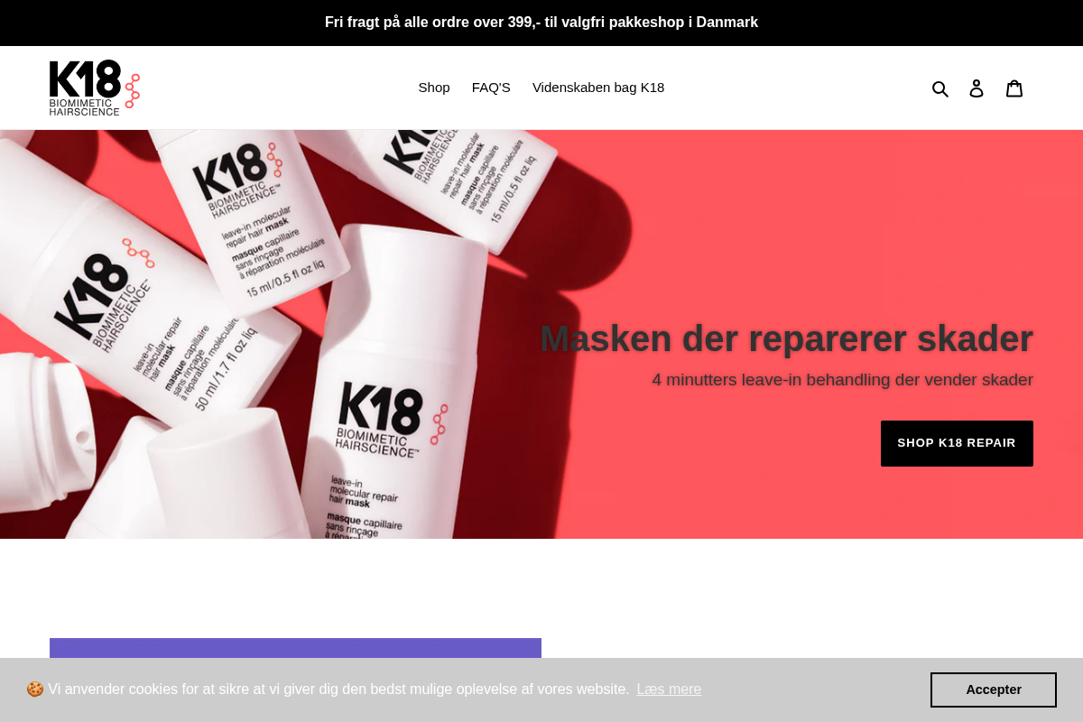 K18hair homepage screenshot