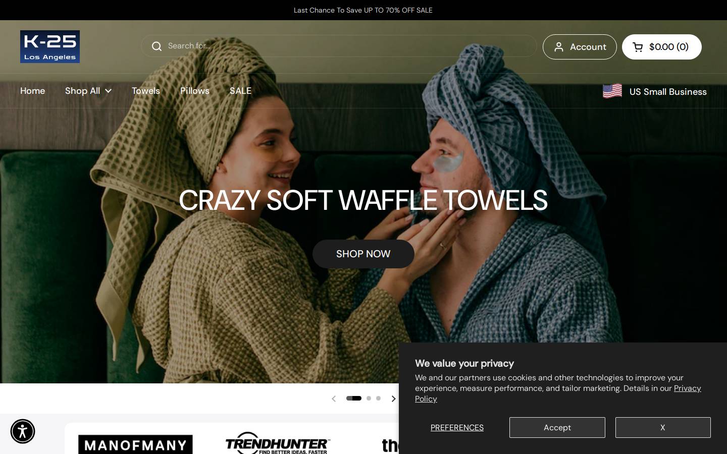 k25towel.com homepage screenshot